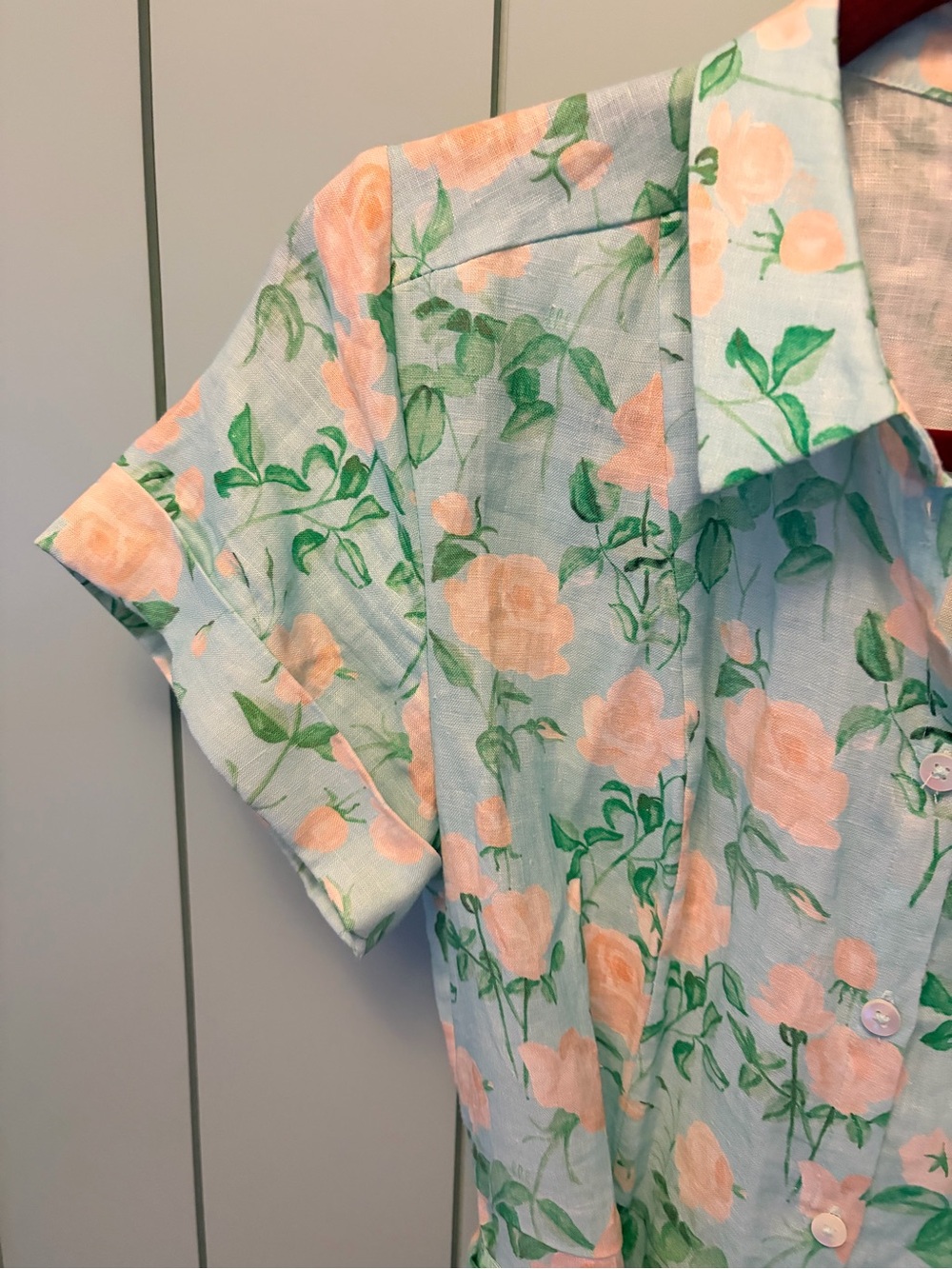Hill House Home Lily Linen Floral Shirt Dress Tie Waist Small - Picture 3 of 4